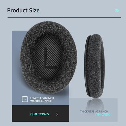 Fabric Comfort Replacement Ear Pads for Bose QuietComfort 35 / QC35 – Fits QC25 QC45 QC15 QC2 AE2 AE2i AE2w SoundLink & SoundTrue (S2 Style) - color: Black & Black & Grey