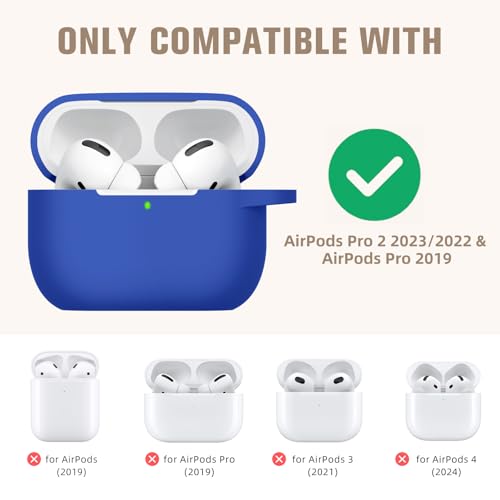 Hamile Compatible with AirPods Pro Case Protective Silicone Airpod Case Shockproof Cover Skin for Airpod Pro 2019 Charging Case, with Keychain, Royal Blue - color: 6-Royal Blue