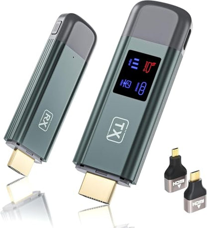 Wireless HDMI Transmitter and Receiver, 120M/400FT, 5.8G+2.4G Dual-Band | LDS Antenna and Low Latency, Video and Audio to TV/Monitor/Projector, Plug and Play, 1080P Output, 4K Decode, Mirror & Extend - color: Green