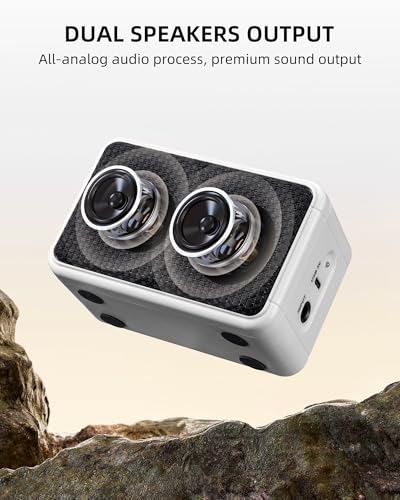 LEKATO Mini Guitar Amplifier AG-04, Dual Speakers 5W, Rechargeable Electric Guitar Amp Bluetooth with Clean Overdrive, 6H Working, Headphone Jack, Wireless Portable Small Amp for Practice (White) - color: White