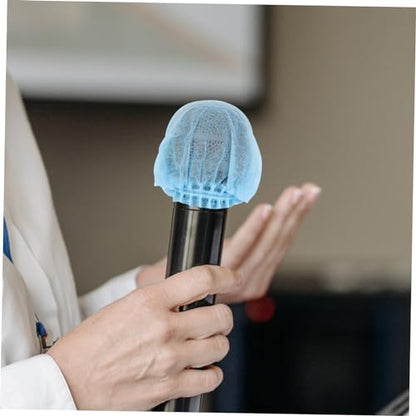 SUPVOX 200pcs Disposable Microphone Covers Non-woven Mic Protectors for Ktv and Singing Easy to Use Windproof Design Sanitary Protection for Handheld Microphones