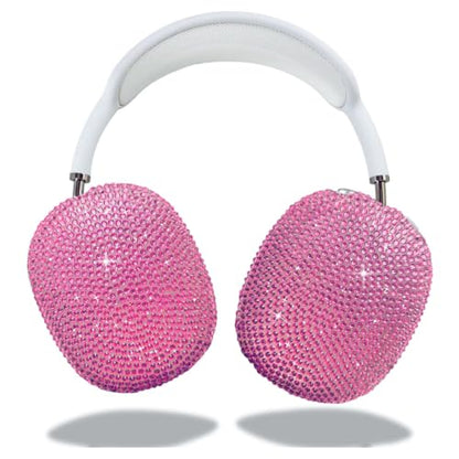 Glitter Case for Airpods Max, Pink Bling Rhinestone Encrusted Apple Headphone Cover Design,Sparkling Cute Airpod pro max Ear Covers Protective Accessories - color: Pink