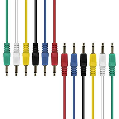 AxcessAbles 1/8 inch (3.5mm) TS to 1/8 inch (3.5mm) TS Unbalanced Mono Patch Cables | Modular Synth Cables | TS Aux Cords| Eurorack Audio Cables | 3.5mm TS Aux Cords 6 Pack (3ft) - size: 3ft