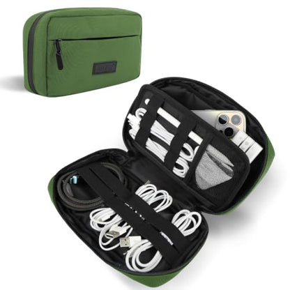 GOX Travel Cable Organizer Bag, Small Tech Pouch for Electronics, Green - color: Green