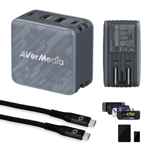 AVerMedia Portable Charger for Nintendo Switch, Steam Deck Dock, 100W GaN Fast Charging, TV Docking Station with 4K60 HDMI, Compatible with iPhone, iPad, Laptop, PC, Gaming Accessories - GC313