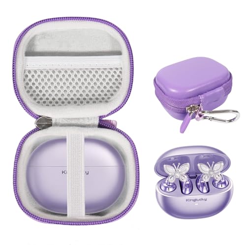 Case for King Lucky Jewelry-Inspired Clip-On Earbuds with Butterfly Earrings, Clip-on Earbuds Jewelry Wireless Bluetooth 5.4 Comfortable Open Ear Headphones (Light Purple) - color: Light Purple