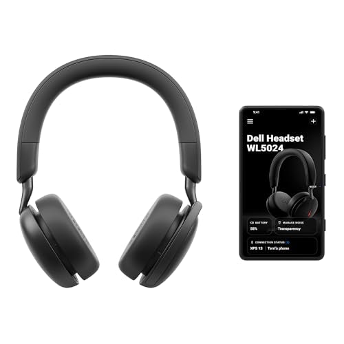 Dell Wireless ANC Headset WL5024, Hybrid ANC, Teams Certified | Bluetooth 5.3, 20Hz-20kHz Frequency, -45dBV/Pa Sensitivity, 0.48 lbs Weight, iPhone & Android Compatible, Zoom Certified