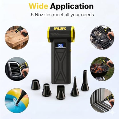 Electric Compressed Air Duster, 130,000RPM Super Power Cordless Rechargeable Electronic Dust Blower, 4-Gear Adjustable Mini Duster for Electronics Computer PC Keyboard Home Car Workshop Outdoor