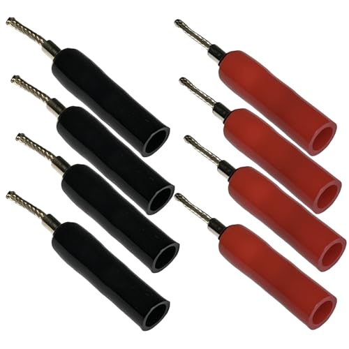 CESS 2mm Flex Pin Braided Banana Plug, Gold Plated, 4 Pairs | Black and Red colors make connections easy to identify.