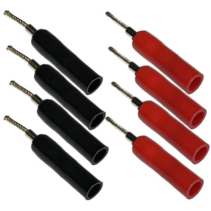 CESS 2mm Flex Pin Braided Banana Plug, Gold Plated, 4 Pairs | Black and Red colors make connections easy to identify.