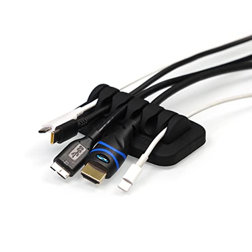 Desktop Cable Organizer, Weighted, Eco-Friendly Silicone, No Bad Smell, Bundled with 4 Reusable Cable Ties (Black) - color: Black, Small