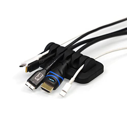 Desktop Cable Organizer, Weighted, Eco-Friendly Silicone, No Bad Smell, Bundled with 4 Reusable Cable Ties (Black) - color: Black, Small