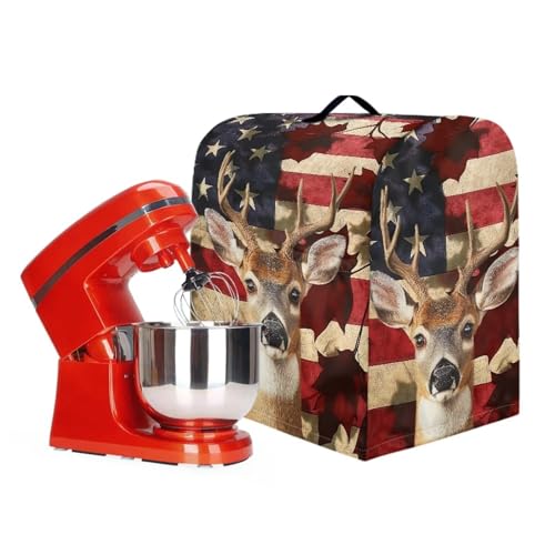 Stand Mixer Dust Cover, Portable Stand Mixer Dust Cover with Adjustable Drawstring Waterproof Blender Protective Cover Stand Mixer Dust Cover American Flag Deer - color: American Flag Deer, size: S