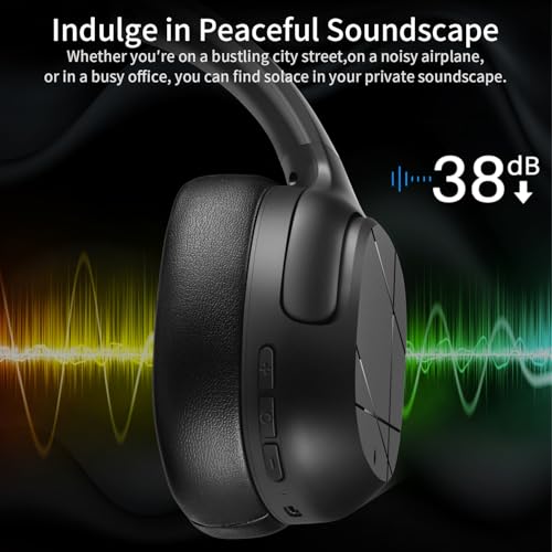 Hybrid Active Noise Cancelling Headphones, Wireless Over Ear Bluetooth - color: Black