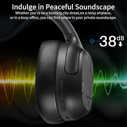 Hybrid Active Noise Cancelling Headphones, Wireless Over Ear Bluetooth - color: Black