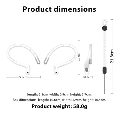 Adhiper Ear Hooks for Airpods 4, 3, 2, 1 & Airpods Pro 2, 1 Gen - White | Memory Wire Ear Hooks [Added Anti-Lost Lanyard & 3-in-1 Cleaning Kit], Anti-Slip Sports Accessories for Airpods Series