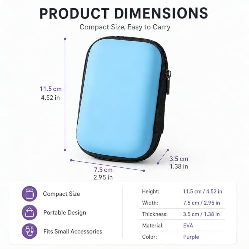Portable Mini Storage Bag for Chargers and Cables, Blue - color: Blue