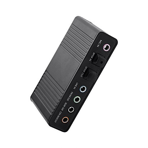 USB 2.0 External Sound Card 6 Channel 5.1 Surround Audio Adapter, with SPDIF Output, Mic Input, for PC