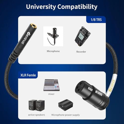 Rotatable Right-Angle XLR to 1/8" Female Cable, Adjustable-Angle Low-Profile XLR Female to 3.5mm Microphone Adapter Connector, 1 FT - color: 35F_XLRF
