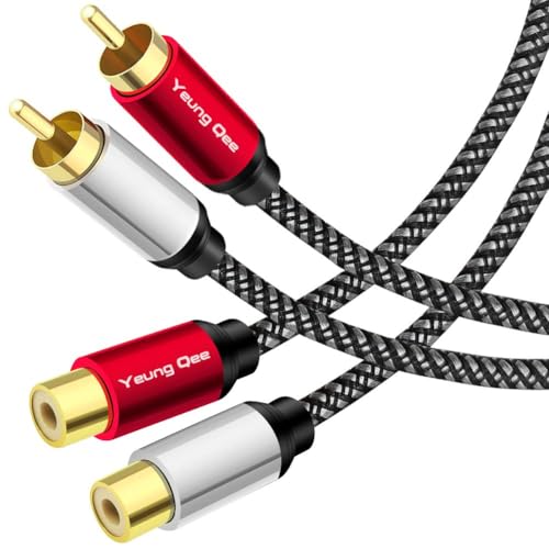 2RCA Male to 2RCA Female Extension Cable 1.5 ft, 2 RCA Extension Cable Nylon Braid 2 RCA Male to 2 RCA Female Stereo Audio Extension Cord (1.5FT/0.5M) - size: 1.5 ft