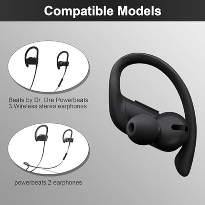 Alitutumao 10pcs Replacement Earbuds Silicone Eartips Double Flange Compatible with Wireless Powerbeats2 Powerbeats3 Beats by dr dre Earphones - color: Black