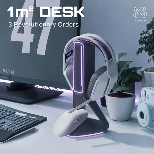 RGB Gaming Headset Stand， for Logitech G502/G502X Lightspeed Wireless Mouse Charging Dock, Compatible with DeathAdder v2 pro Mouse, Desktop Gamer's Accessories（Headset and Mouse not Included） (Black) - color: Black