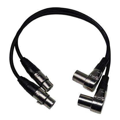 Right Angle Male XLR to Straight Female XLR Cable, 3-Pin to 3-Pin, 3Ft, 2 Pack - size: Right Angle Male 3-Feet