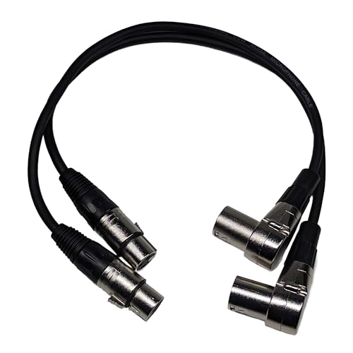 Right Angle Male XLR to Straight Female XLR Plug Cable, 3-Pin to 3-Pin, 2 Pack, 1Ft - size: Right Angle Male 1-Feet