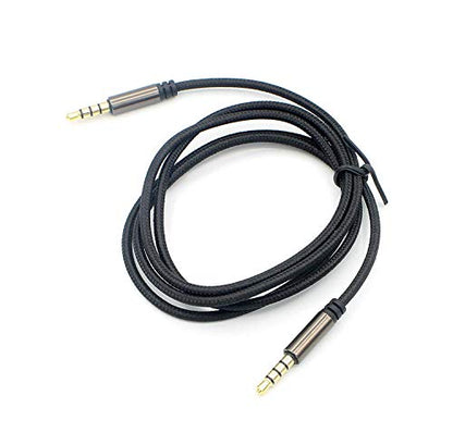 3.5mm Male to Male Cable, Super Soft Nylon Braided Stereo Auxiliary Cable for Headphones, Smartphone, Tablets, Headset, PC, Laptop (TRRS 3 feet) - size: 3 feet