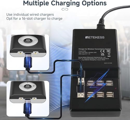 Retekess T130U(4nd Gen T130)Tour Guide System, Translation System(1TX 15RX) | for Church,School,Travel, U-Band, 200M, 40H, with16 USB Charging Ports, Less Interference Voice, One-Key Operation - style: 1-15