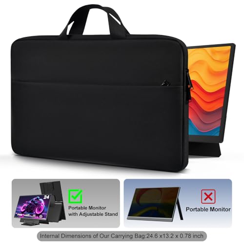 23.8-24 inch Portable Monitor Case Compatible with Ygretyrjh Redalf Hyangin Setcold KEFEYA AOKER Large Portable Monitor with Detachable Stand, Travel Padded Carrying Sleeve Bag - size: 23.8-24 Inch with Stand
