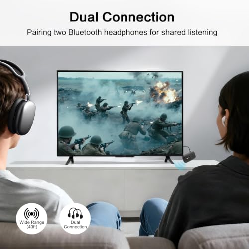 SIMOLIO Airplane-Bluetooth-Adapter for AirPods/Headphones, 20 Hr Battery, Supports 2 Earbuds/Wireless Headphones, 3.5mm AUX Wireless Audio Transmitter for TV, Gym Equipment, Controller, MP3 Player - color: Black