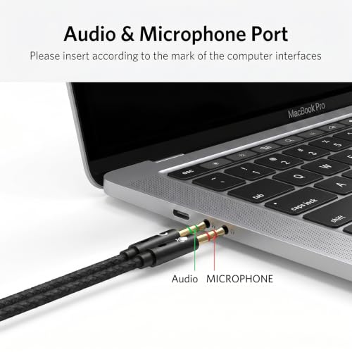 Headphone Splitter for Computer, 3.5mm Female to 2 Dual 3.5mm | Audio Splitter, 1 in 2 Y Separator, Mic and Headphone Jack Adapter Cable, for Headset Gaming Computer Laptop