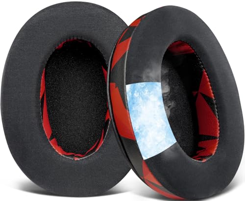 SOULWIT Earpads for ATH M50X/M40X, HyperX Cloud 2/3/Alpha, MDR-7506, Arctis 7/9/5/Nova 7/Pro Wired, G Pro X, Sennheiser HD280, Razer Kaira/Barracuda/Kraken Series, Turtle Beach Stealth,Cooling Gel-R S - color: Red Storm