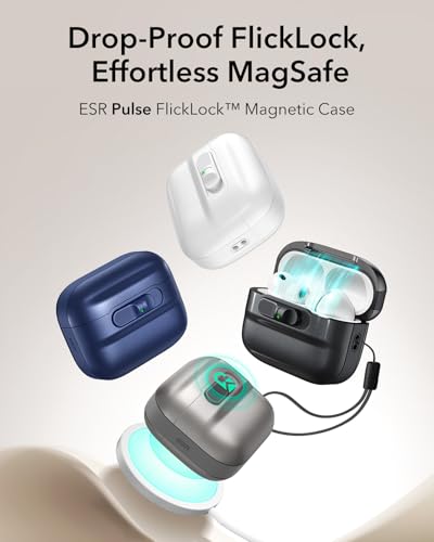 ESR for AirPods Pro 3 Case (2025), Compatible with MagSafe, Navy Blue | Compatible with AirPods Pro 3 (USB-C Cable), Magnetic Lid, Full Drop Protection Cover with Lanyard - color: Blue, size: AirPods Pro 3 Case