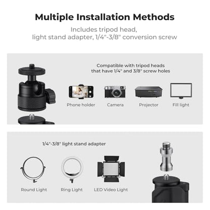 K&F CONCEPT Camera Desk Mount 16"-37" with 360° Ball Head & Phone Clip | Tabletop C-Clamp Adjustable Light Stand for DSLR, Ring Light, Webcam, Live Streaming, Online Teaching TD01 - style: TD01 1-Pack