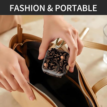 Cute Case Cover Compatible with AirPods 4th Generation 2024, Shockproof for Women & Girls with Cute Golden Round Buckle – Protective, Anti-Drop Design(Cute Moon Sun) - color: Cute Moon Sun