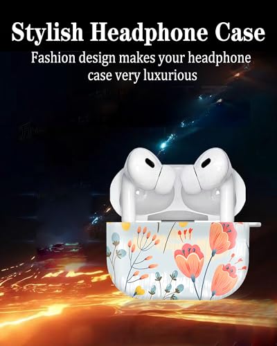Cute Hard Case Compatible with AirPods Pro 2nd/1st Generation, Protective Cover with Golden Keychain, Fits 2023/2022/2019 Models, for Women, Girls, and Men(Cute Flower Leaf - color: Cute Flower leaf