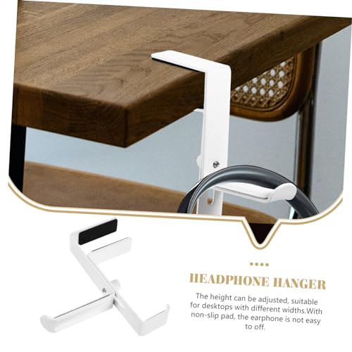 STOBOK Adjustable Clip-On Headphone Stand Hanger Under Desk Headset Holder for Gaming and Office Use Metal Headphone Hook Stable Mounting Black - color: White