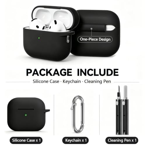 Ljusmicker for AirPods 5/4 Case (2026/2024) with Cleaner Kit,Black - color: B-Black