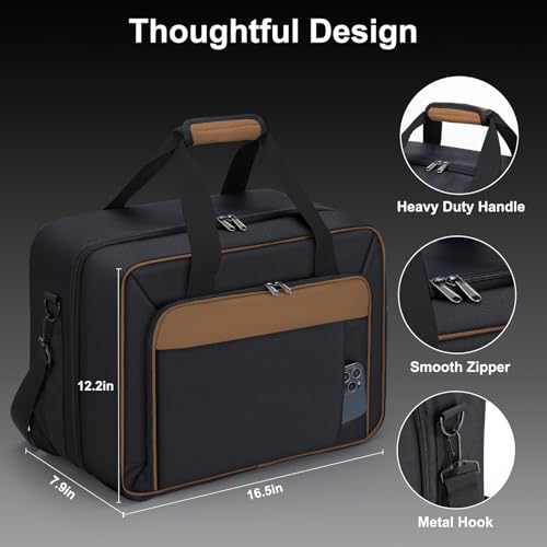 GDNasist Carrying Case Compatible with PS5/PS5 Pro/PS5 Slim, Brown | Travel Thickened Protective Bag Compatible with Playstation 5 Console, Headset, PS5 Controller, Game Discs and Accessories - color: Brown