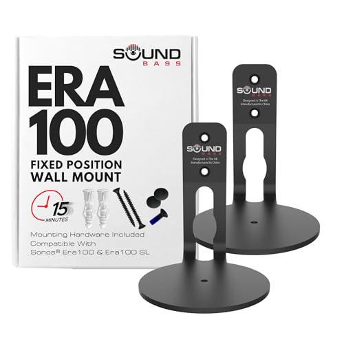 ERA 100 Wall Mount Bracket, Low Profile, Black, Twin Pack (2pcs) | Compatible with Sonos ERA100 & ERA 100 SL Speaker, Complete with All Fixing Hardware, Double, Pair - color: Black, size: Twin Pack