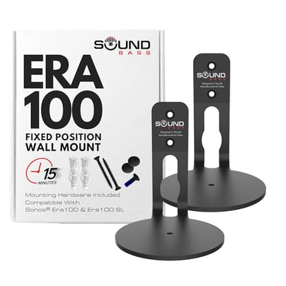ERA 100 Wall Mount Bracket, Low Profile, Black, Twin Pack (2pcs) | Compatible with Sonos ERA100 & ERA 100 SL Speaker, Complete with All Fixing Hardware, Double, Pair - color: Black, size: Twin Pack
