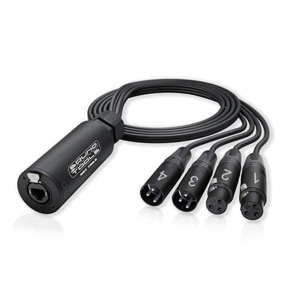 Sound Tools CAT Tails FMX - 무대 및 라이브 사운드용 알루미늄 하우징 | 4 채널 2 수 + 2 암 XLR to EtherCON 브레이크 아웃 테일 - CAT5e/6/7을 통한 아날로그 오디오 보내기/반환 - Neutrik 커넥터 - size: XLR - Send Receive