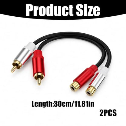 2-Pack 2RCA to 2RCA Audio Cable 1FT, Short Dual RCA Male to Male Stereo Interconnect Connectors for Subwoofer, Amplifier, Speaker and Turntable (black1) - color: black1