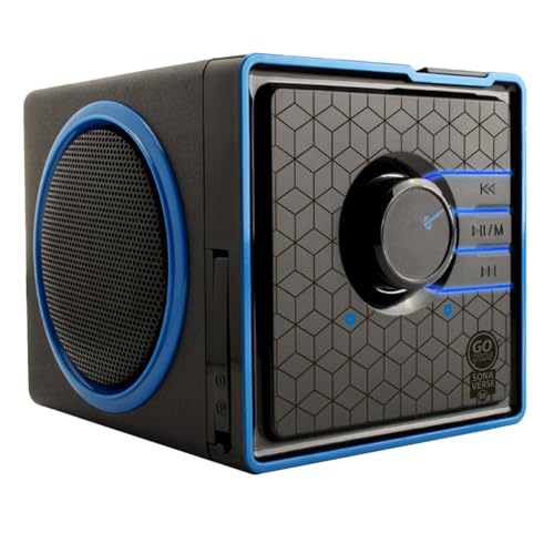 GOgroove SonaVERSE BX Wired Portable Speaker with USB Music Player - Cube Speaker with USB Flash Drive MP3 Input, 3.5mm AUX Port, Playback Buttons, Rechargeable 5 Hour Battery (Wired AUX Only)