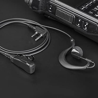 Two Way Radio Earpiece with PTT Compatible with Kenwood 2.5mm+3.5mm 2-Pin Walkie Talkie Headsets Single Wire Mic Headphone