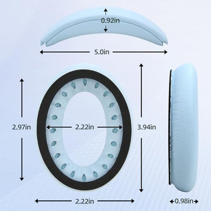 Earpads and Headband Cover Ear Muffs for Bose QC35 QC45 Headphones Accessories with Protein Leather& Memory Foam (Sky Blue) - color: Sky Blue