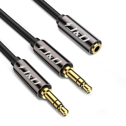 J&D 1/8 Inch TRS Stereo Y Splitter Cable, Gold Plated Copper Shell 3.5mm Female to Dual Male Adapter, Only Suitable for Switching, 6.6 Feet - size: 6.6 Feet