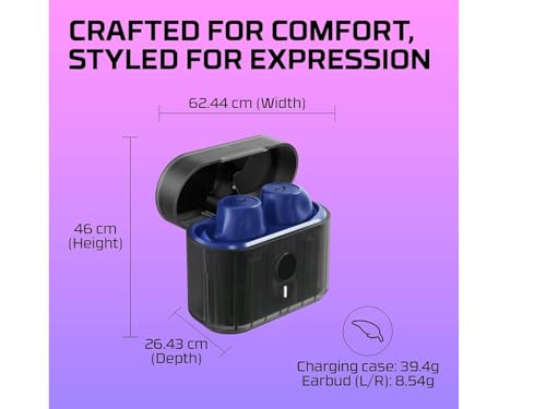 HyperX Cirro Buds Pro – True Wireless Earbuds, Active Noise Cancellation, ANC, Ambient Sound Mode, Low Latency, Bluetooth 5.2, IPX4, Fast Charge, PC, Nintendo Switch, Mobile - Blue - color: Blue